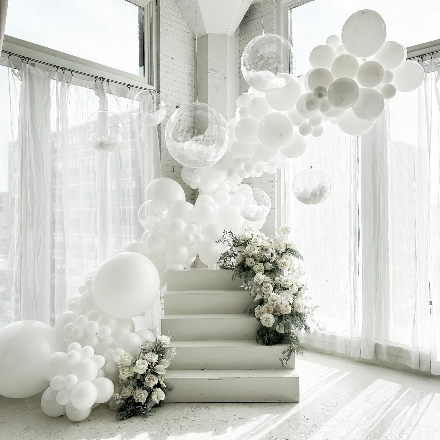 White Latex Balloons, 55pcs 12 Inches White Balloons with 1 Ribbon for Birthday, Graduation, Baby Shower, Valentines, Christmas, Wedding Party Decorations