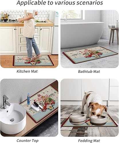 Miniatura 6 de Tapete rústico de Navidad para bañera, antideslizante, de secado rápido y absorbente, tierra de diatomeas, fregadero de cocina, ducha, tapete