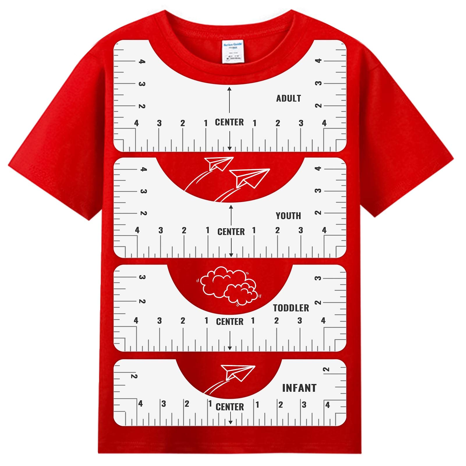 10PCS T-Shirt Ruler Guide,Kucheed Tshirt Ruler Guide for Vinyl and Sublimation,T Shirt Alignment Tool Set for Making Fashion Center Design,T-Shirt Measuring Ruler Guide for Adult Toddler Infant