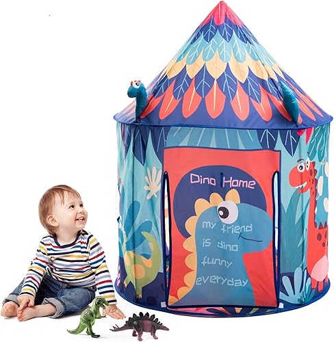 Tienda de campaña para niños con diseño de dinosaurio 3D, carpa de dinosaurio extraordinaria y bonita, tienda de campaña desplegable para niños,