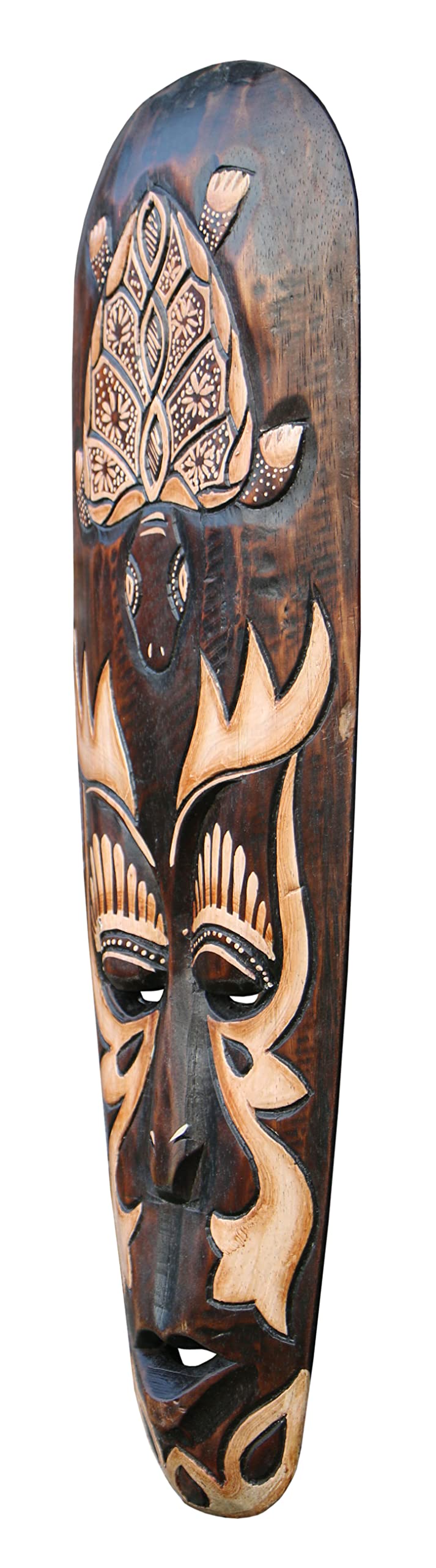 Wogeka - Masque mural de tortues de 50 cm - Style ethnique africain en bois comme idée cadeau pour Noël, anniversaire, décoration - sculpture artisanale de Bali Maske59 (Maske59b)
