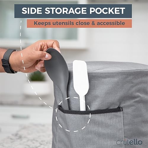 Miniatura 5 de Crutello Cubierta antipolvo con bolsillo de almacenamiento, compatible con olla instantánea de 8 cuartos de galón, mide 13.25 x 14.75 pulgadas