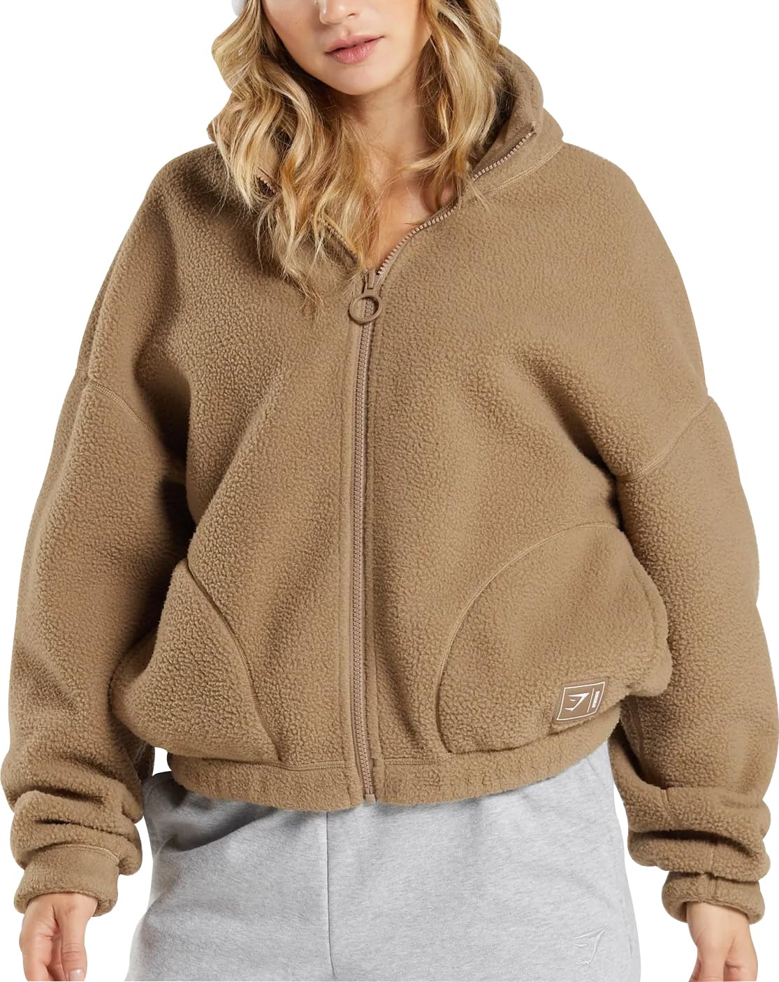 GYMSHARK Sherpa Womens Jacket - Brown - S