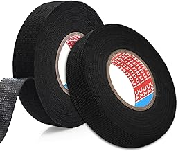 2 Pieces Fabric Tape for Car, Black Canvas Insulating Tape, Fabric Insulation Tape, High Temperature Resistant Adhesive Tape, for Cars, Vehicles, Trucks (19 mm x 15 m)
