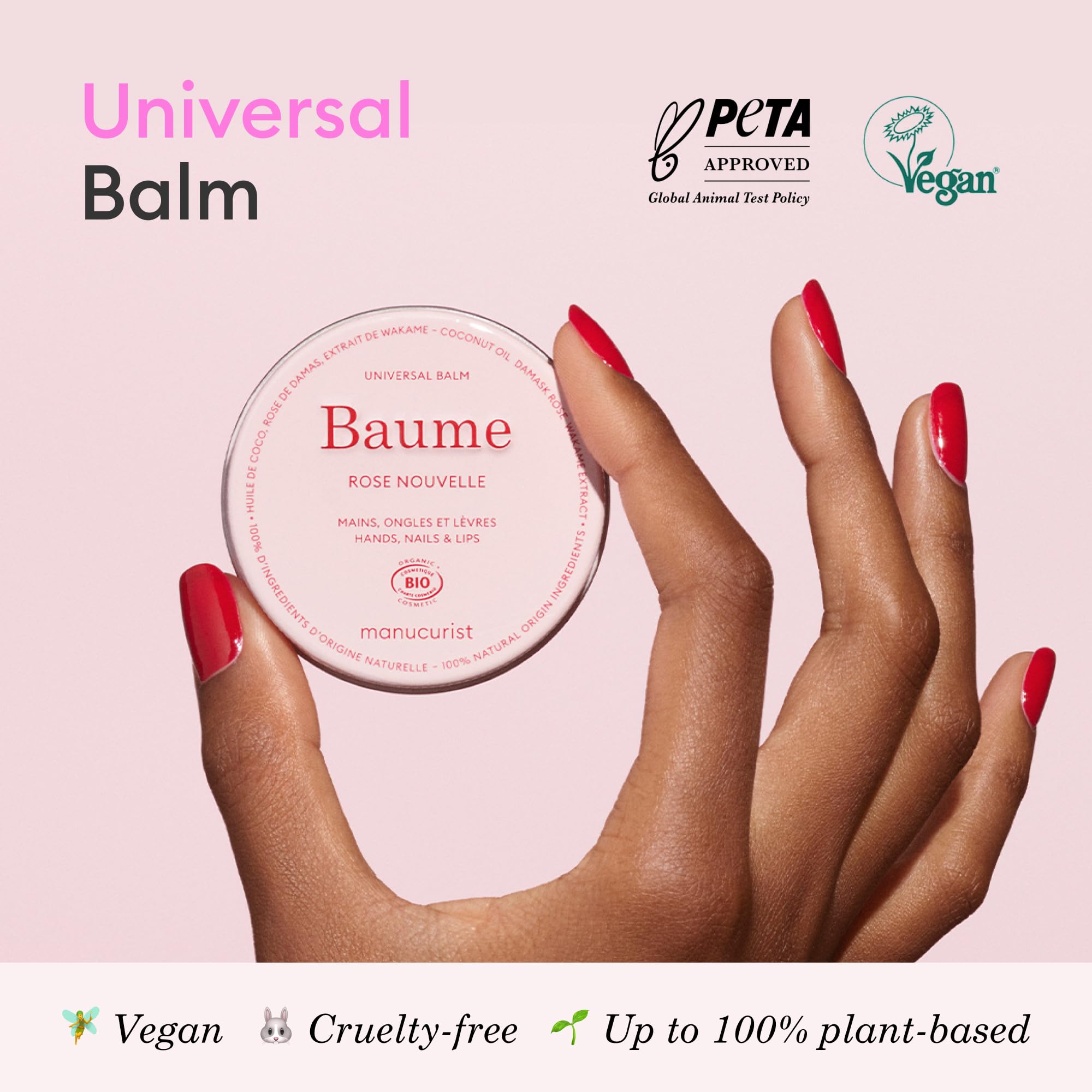 Manucurist, Natural Nourishing Balm, Organic, Multipurpose Skincare, Damascus Rose, Hydrates Lips, Nails & Cuticles - Image 2