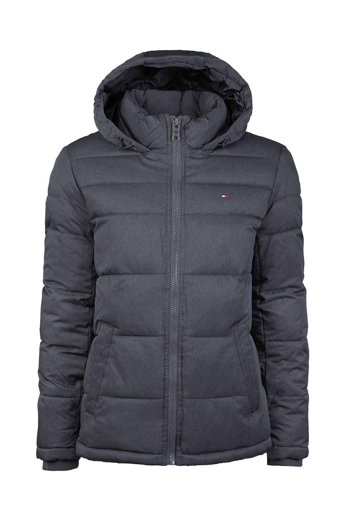 Tommy Hilfiger Men's Hooded Puffer Jacket Down Outerwear Coat, Heather Navy, XXL