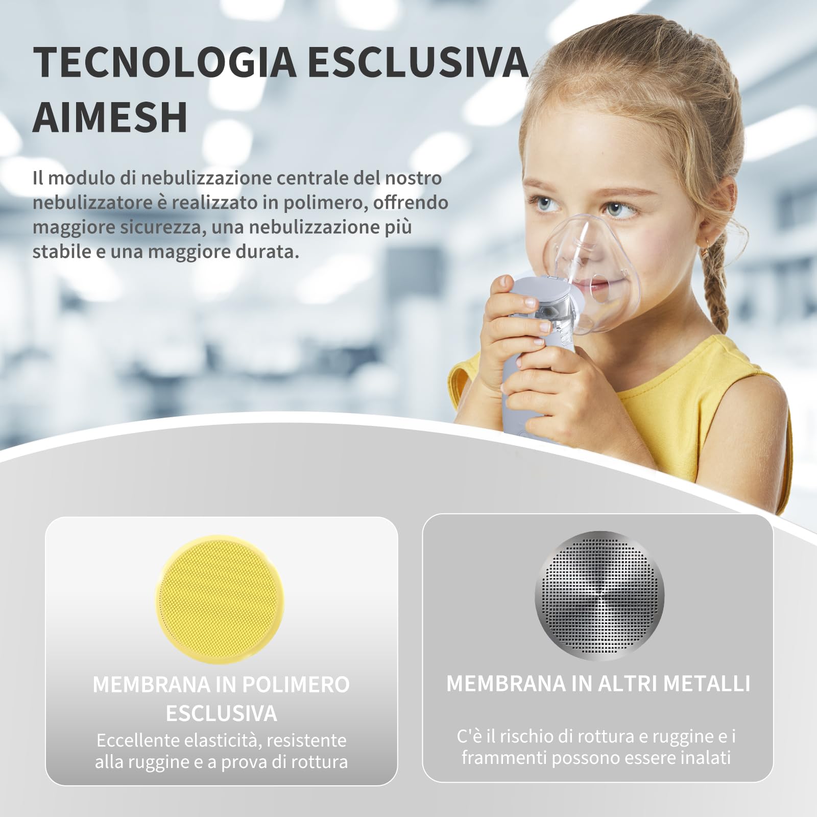 FEELLIFE Aerosol Portatile Silenzioso Tecnologia di nebulizzazione intelligente, Aerosol per Adulti e Bambini Velocità di Nebulizzazione Regolabile (5 modalità)