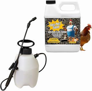 Coop Poop Buster–Chicken Coop Cleaner | 2-Gallon Mix | Natural Coop Refresher for Chickens |Effective Cleaning | Spray for Coops & Nesting Box |16 oz Concentrate 2,000+ Sq Ft (16 Oz. +1 Gal. Sprayer)