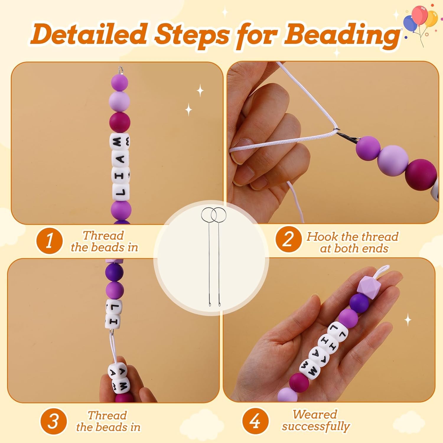 TOHONGADON 392 Pcs Silicone Beads for Keychain Making Kit, Silicone Letter Beads, 12mm15mm Round 14mm17mm Polygonal 12mm Lentil Beads Bulk, Rubber Bead for Keychain Bracelet Jewelry Making Supplies - Image 4