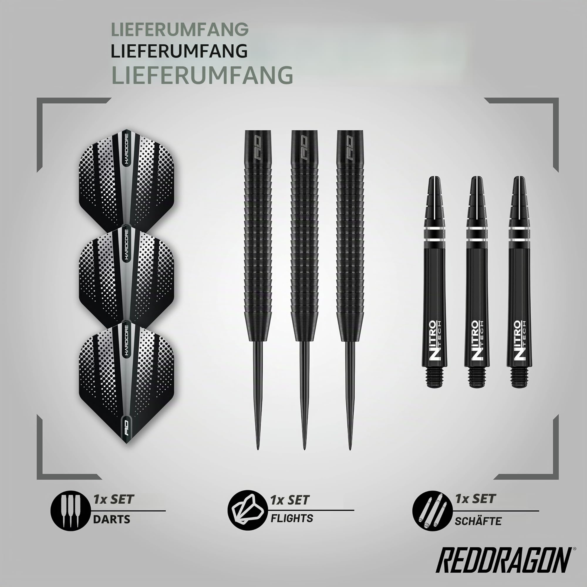 RED DRAGON Darts Razor Edge Schwarz Dartpfeile – 85% Wolfram Steeldarts | 20g, 22g, 23g, 24g, 26g, 28g | Profi Dart Set mit Flights & Schäften