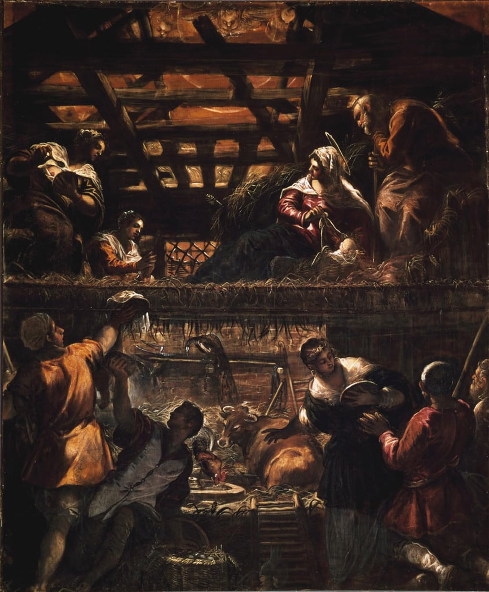 ARTXLXXBN Famous Print Painting Colorful Art Print Adoration of the Shepherds by Jacopo Robusti Tintoretto Canvas Art Decorations for Home Decor 60x90cm