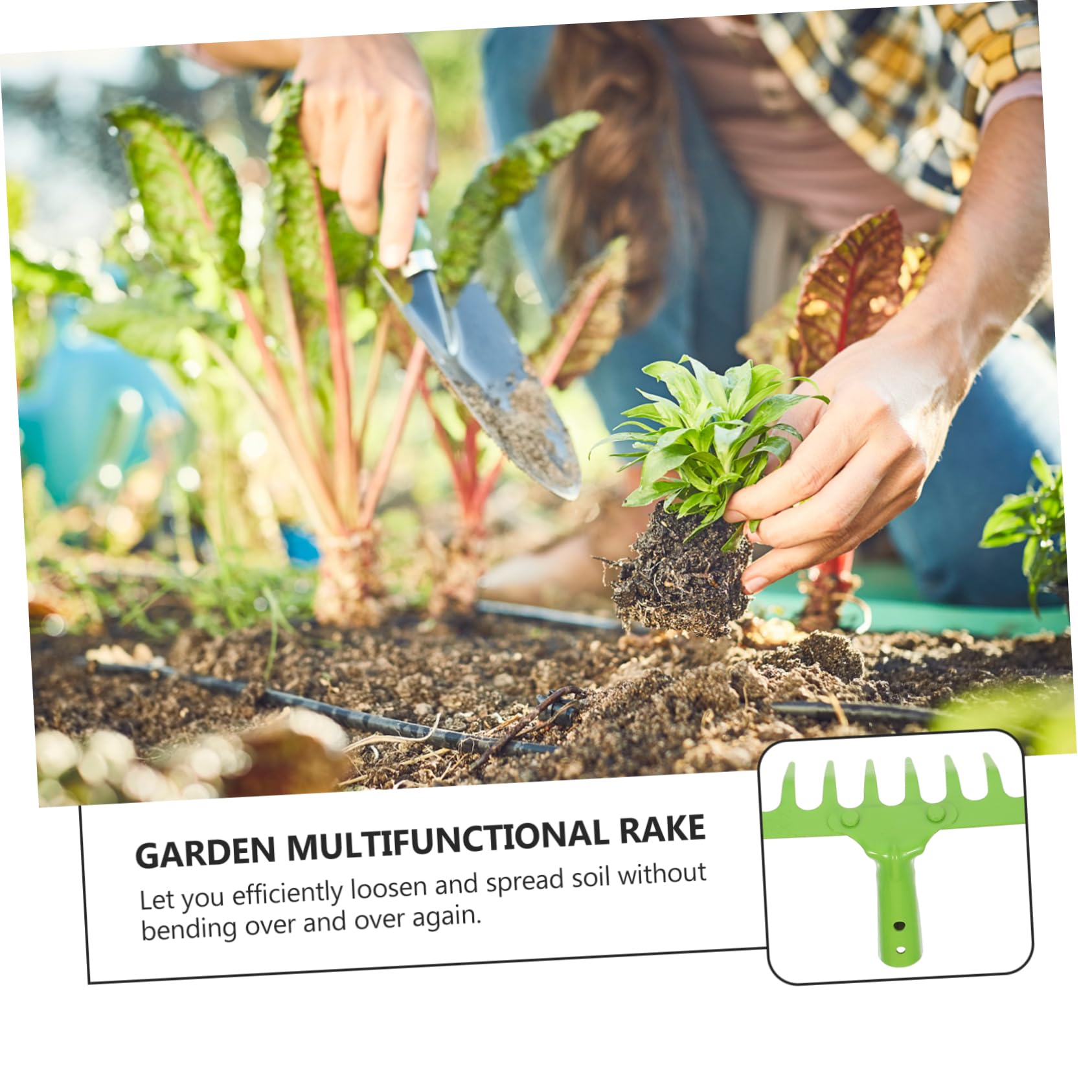 VANZACK 2 Stück Multifunktionsrechen Handrechen Bodenrechen Gartenrechen Zum Graben Gartenrechen Gartenhandwerkzeug Kultivatorwerkzeug Gartenanbauzubehör Aus