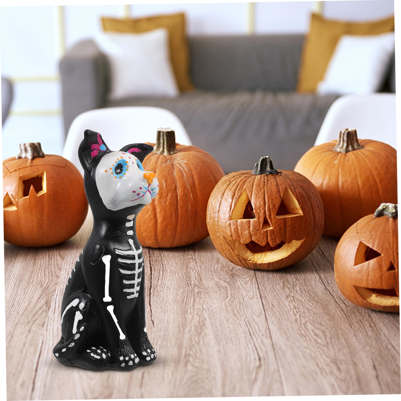 BESTonZON 4 Stück Halloween Resin Hund Figur Tischdekoration Niedliche Kleine Hundeskulptur Leichtes Harz Tier Ornament Langlebig und Einfach zu Reinigen als Halloween Party Zubehör und Foto
