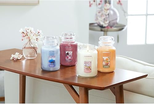 Miniatura 5 de Yankee Candle Sakura Blossom Festival - Vela en tarro grande, color rosa blanca Festival de la Flor de Sakura,Lavanda seca y roble,Amarillo,Lavanda