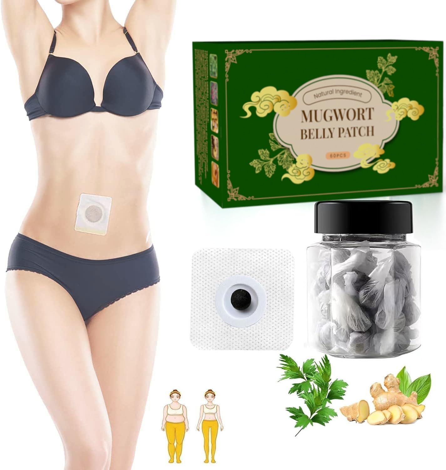 Mugwort Belly Patch with Natural Wormwood Essence for Men & Women,Comfortable and Safe (1box/30pcs)