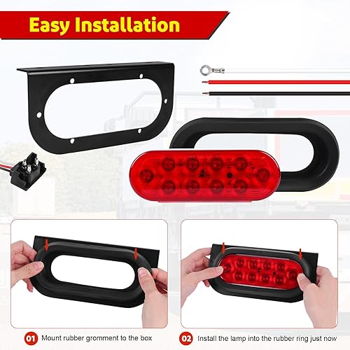 Miniatura 5 de LIMICAR Luces ovaladas para remolque, soporte de luz de remolque, luz trasera de remolque de 6 pulgadas con ojales de montaje empotrado, soportes de