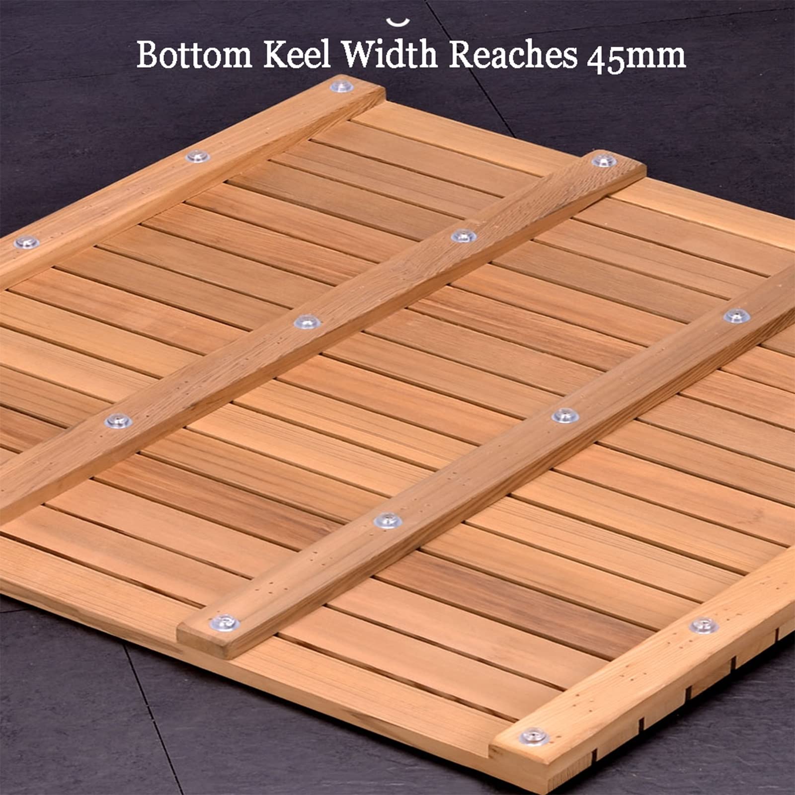 Pedana Doccia in Legno, Tappetini da Bagno in Legno Antiscivolo con Design A Doghe per Vasca da Bagno Interna/Esterna, Doccia, Sauna, Piscina O Vasca Idromassaggio,75x90cm/30x36in