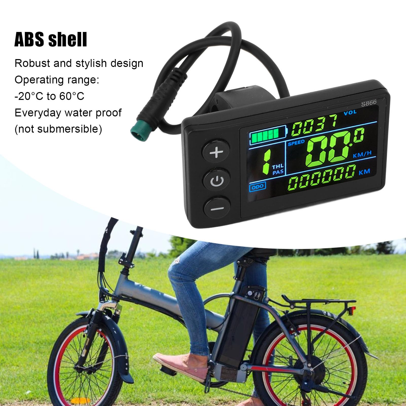Electric Bicycle LCD Display, S866 E Bike Display Meter Control Panel water proof 5 Pin Electric Scooter Panel Screen Cycling Computer Color Screen, Electric Bike LCD Display