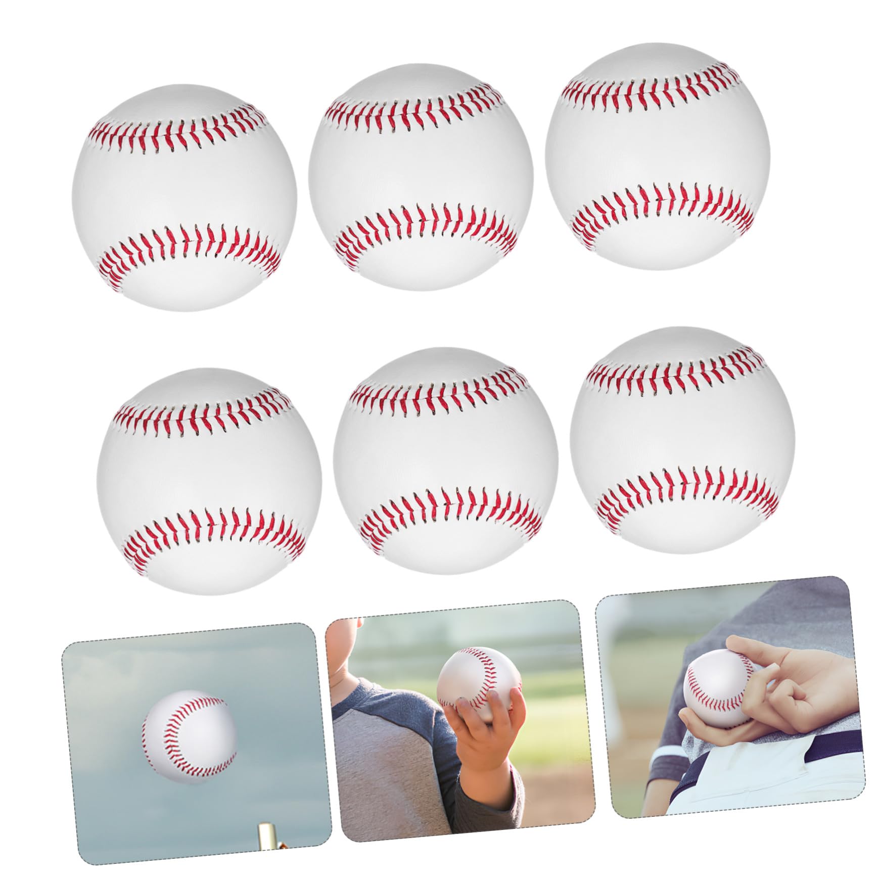 Anneome Balones de Entrenamiento de Béisbol 6 Piezas Color Claro PVC