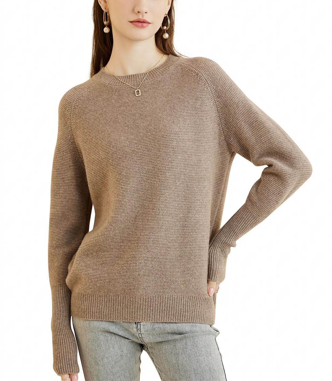 Wjnvfioo Maglione da donna in lana merino autunno inverno caldo morbido casual girocollo top manica lunga pullover lavorato a maglia