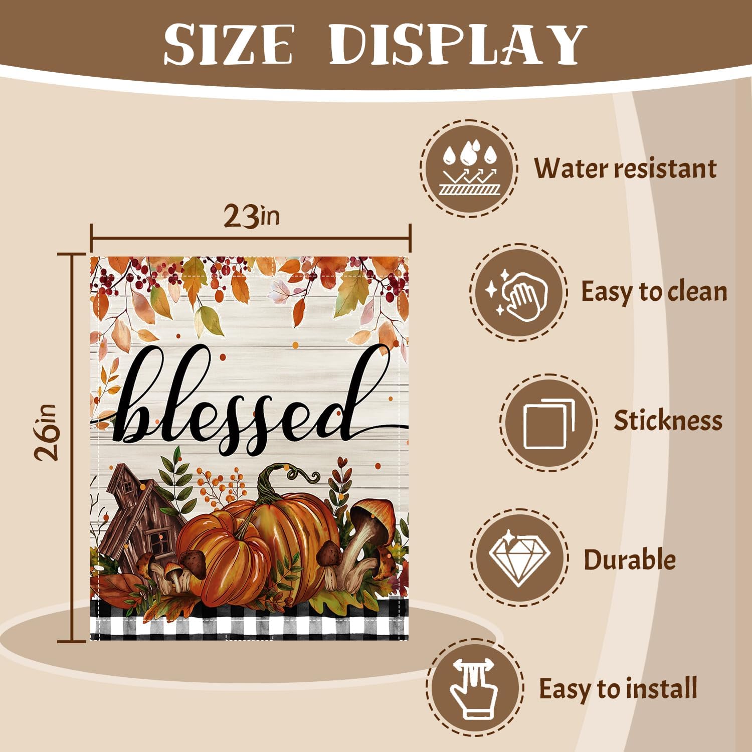 Fall Pumpkin Dishwasher Magnet Cover Blessed Autumn Dishwasher Magnet Sticker for Kitchen 23x26 in Thanksgiving Decor Dish Washer Magnets Cover Refrige Magnets Panel Decal