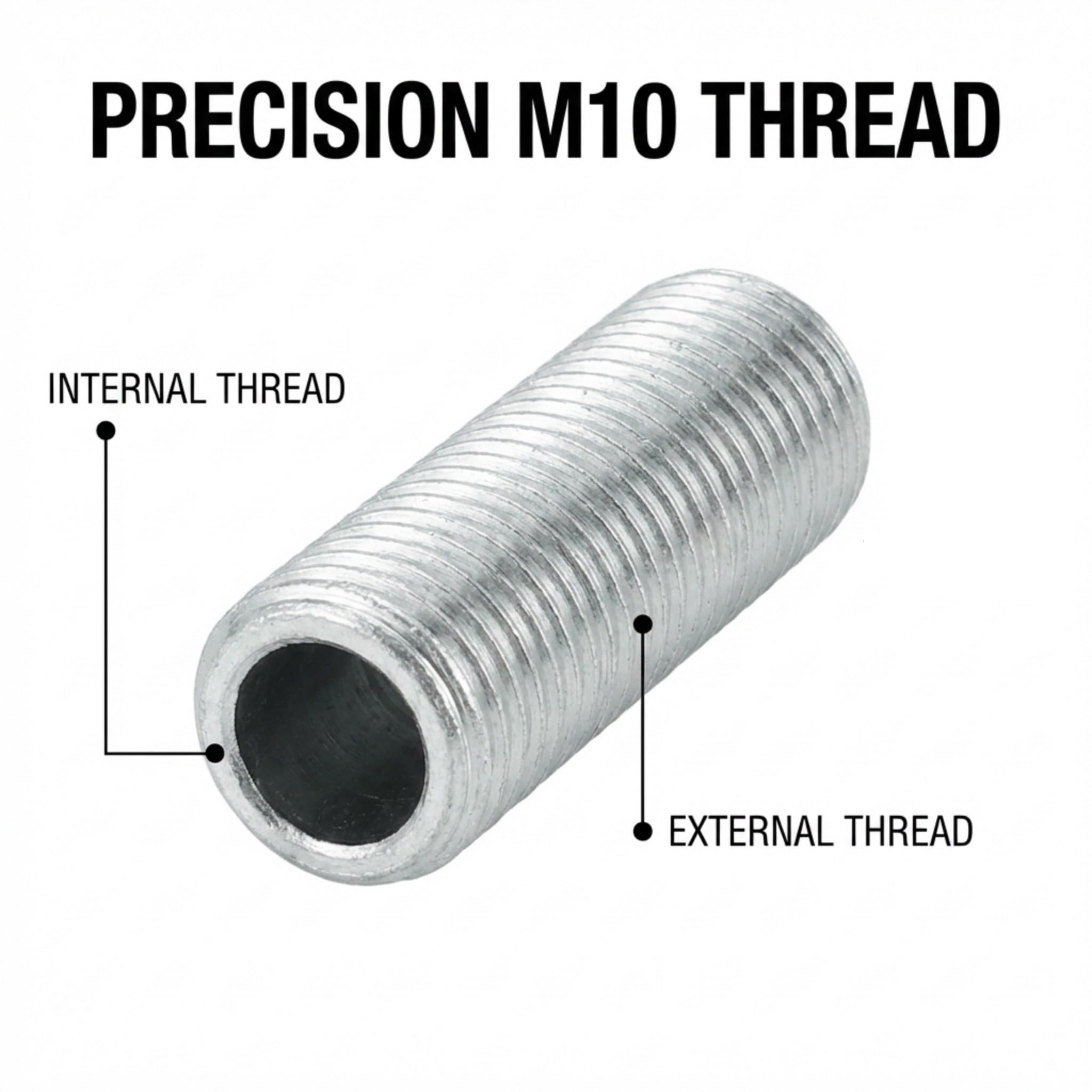 Tubo filettato M10 * 1 per lampade tubo a ve cavo M10 per