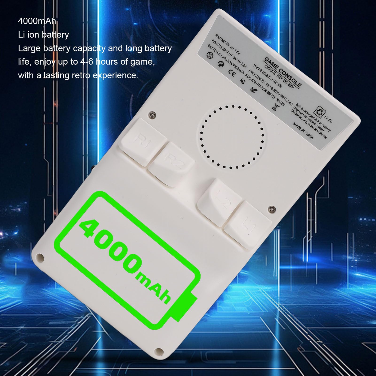 Console di Gioco Portatile Schermo MIPI HD da 4 Pollici con Doppio Joystick per Giochi Multiplayer Online ABS per Tutte le età (128G)