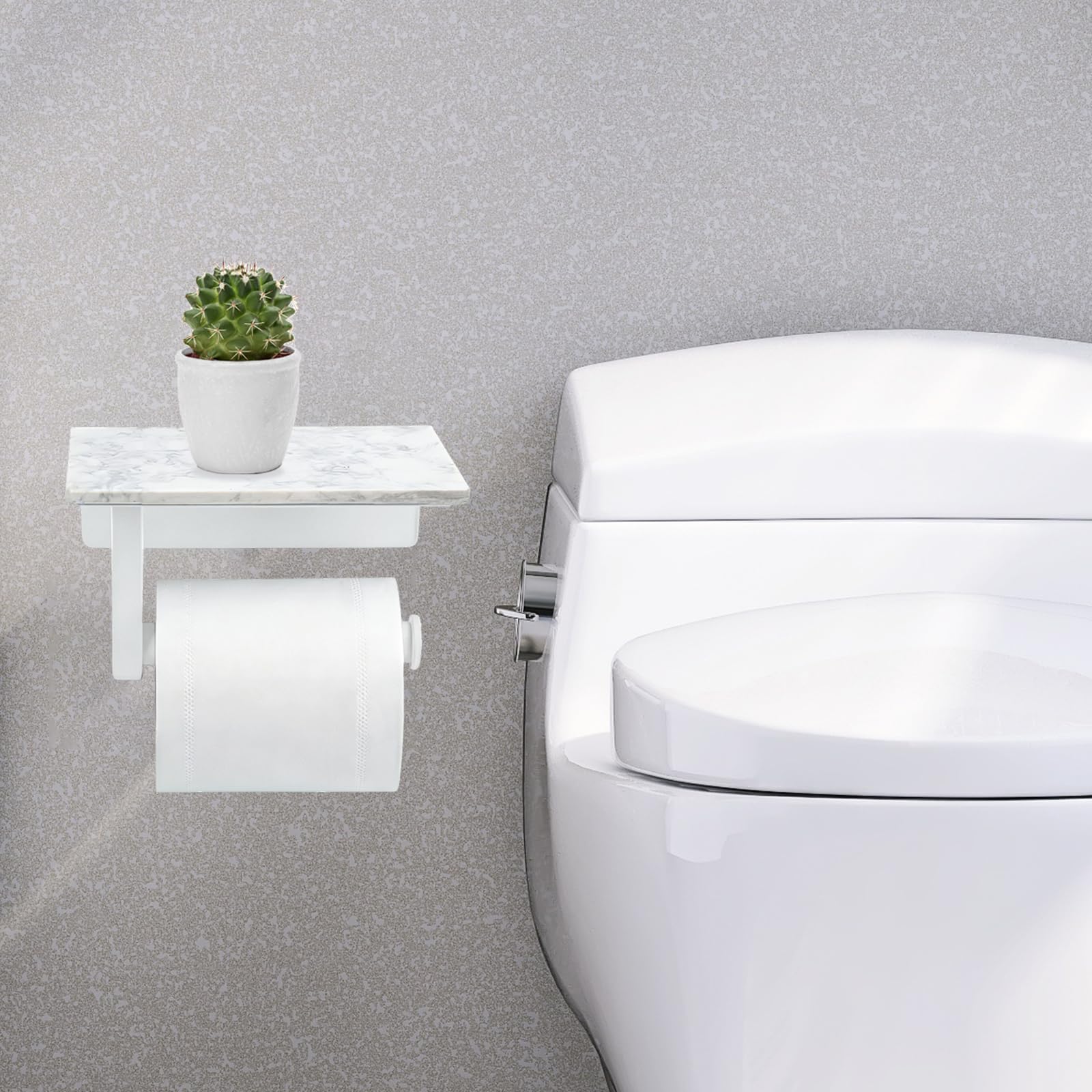 Soporte de papel higiénico con estante de mármol natural, soporte para pañuelos montado en la pared, accesorio de baño moderno y duradero para baño
