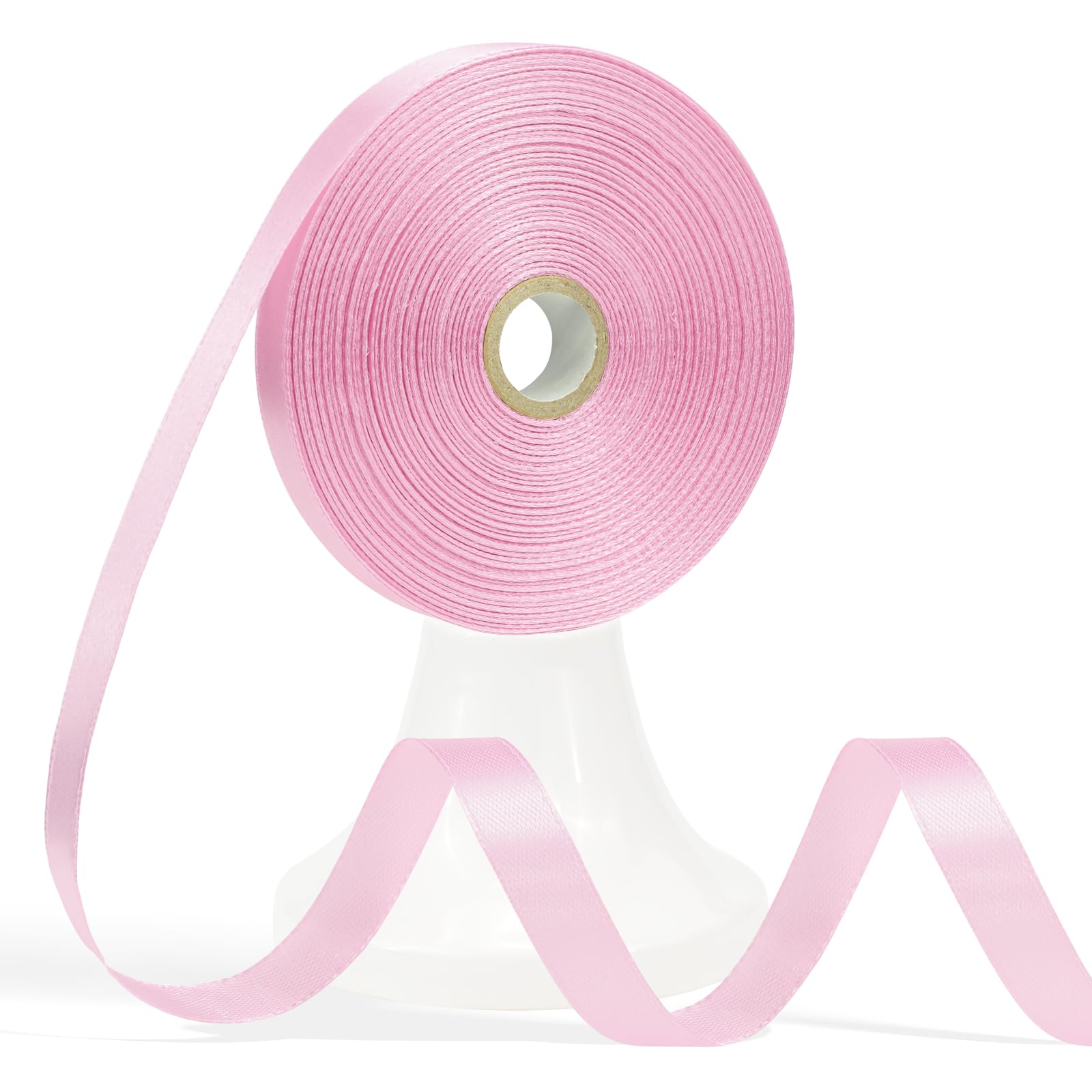 Apeseek 60 Yards Pink Ribbon 1/2 Inch, Solid Pink Satin Ribbon for Gift Wrapping, Crafts, Flower Bouquet, Wedding, Baby Shower, Festival, Christmas, Halloween