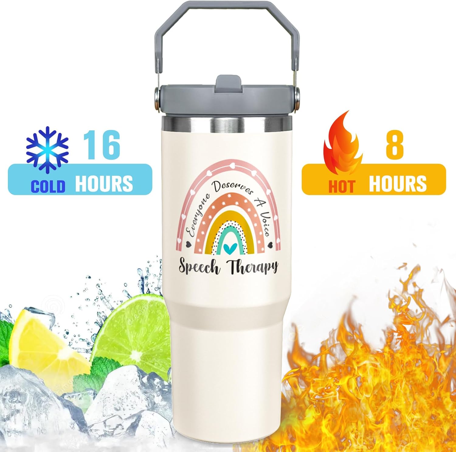 Speech Therapy 30 oz Tumbler with Handle and Straw Stainless Steel Insulated SLP Travel Coffee Mug Cups Speech Language Pathology Tumblers Speech Pathologist Therapist Gifts for Women - Image 3