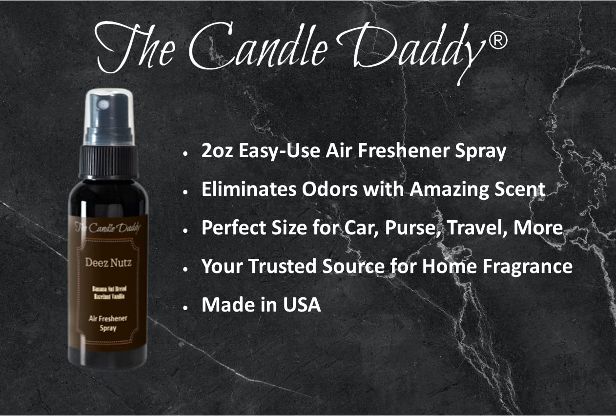 Deez Nutz Spray - Banana Nut Bread/Hazelnut Vanilla Scented - Room/Car Air Freshener Spray – 2 Ounce Spray Bottle Funny Gift