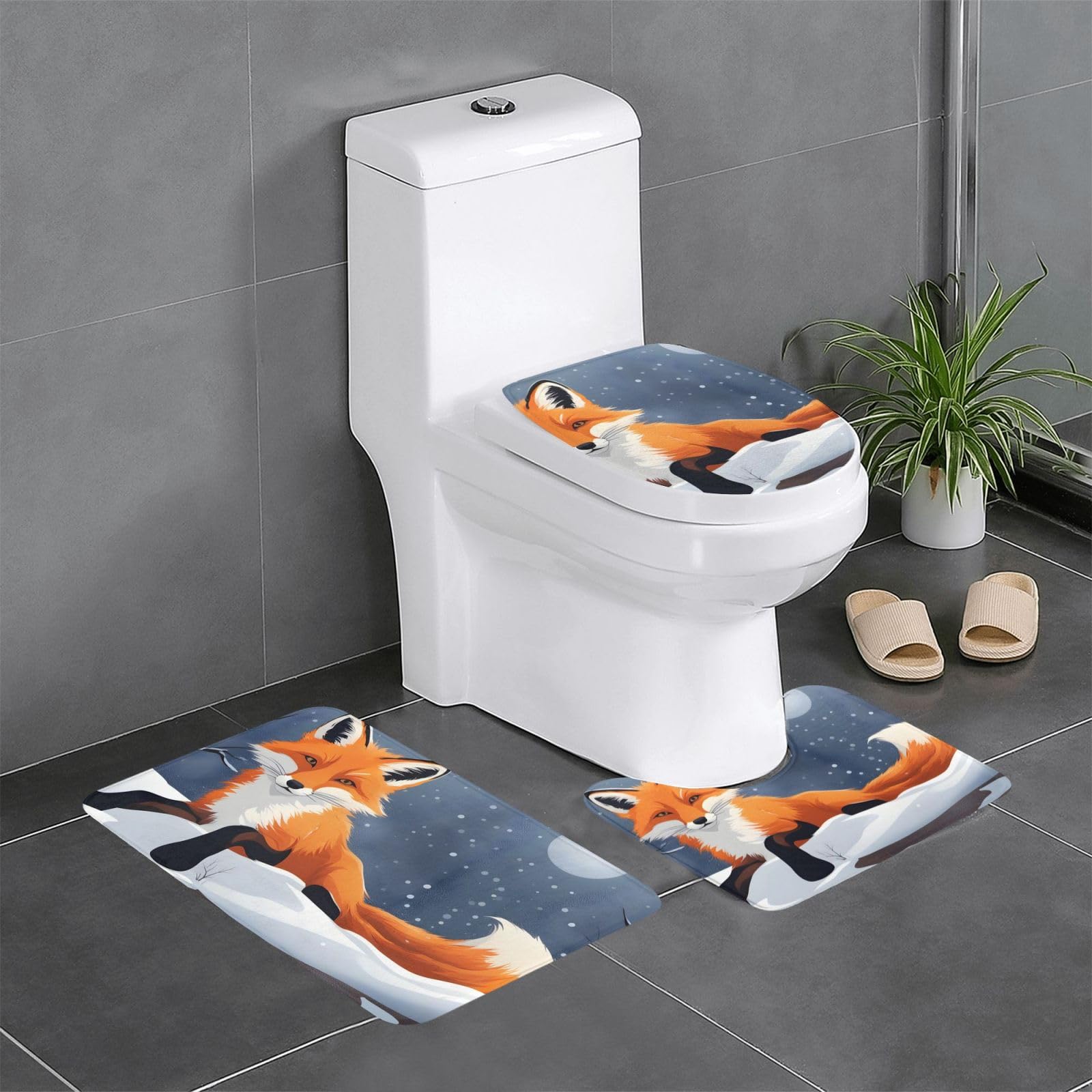 Tapis de bain antidérapant Fox Snow pour éviter les glissades en salle de bain