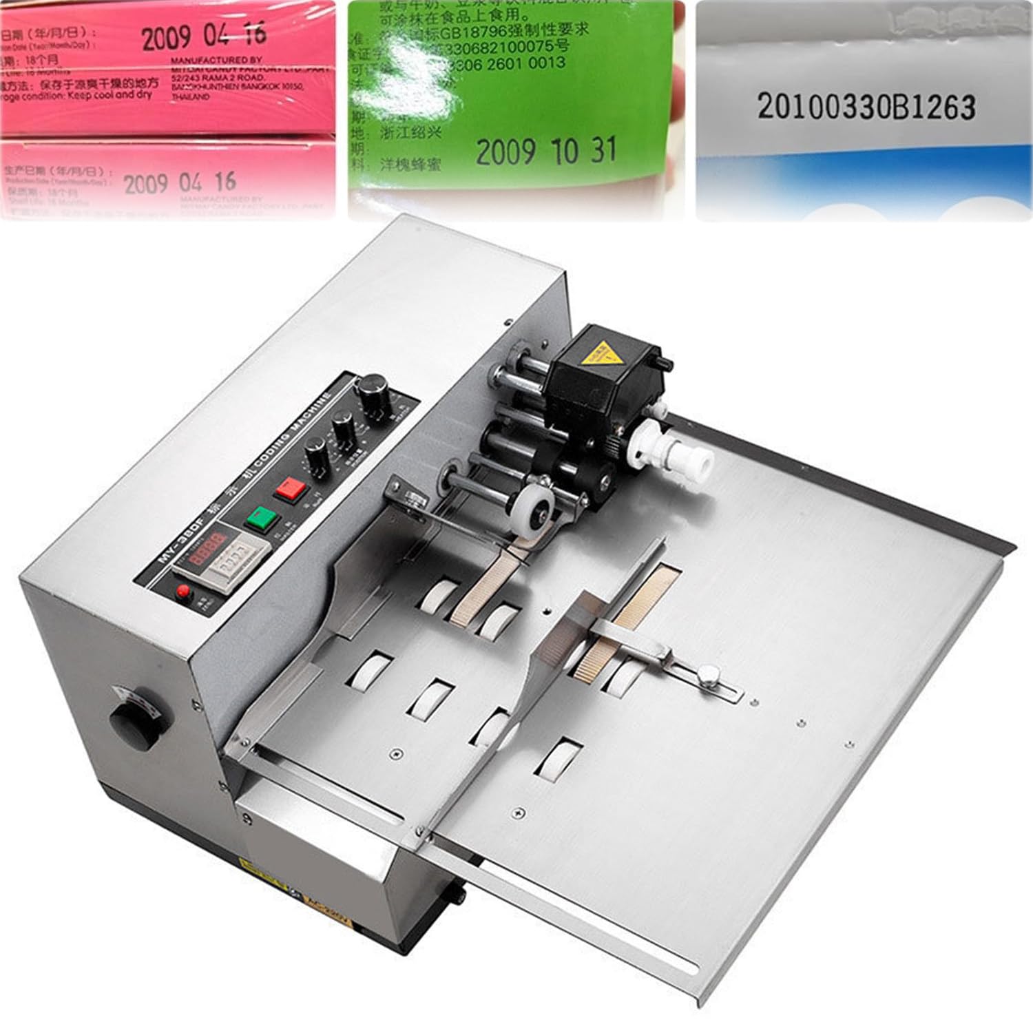 XCSCUK Automatic Ink Wheel Marking Machine,Industrial Batch Coding Machine, Inkjet Wheel Coding Machine,For Production Line (Widened)
