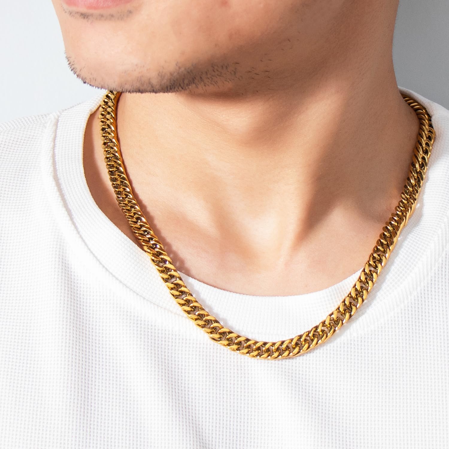 Cuban Chain Necklace for Men,8MM Chunky Miami Silver Gold Stainless Steel Hip Hop Jewelry,18/20/22/24/26 inch Length -with Black Gift Box - Image 2