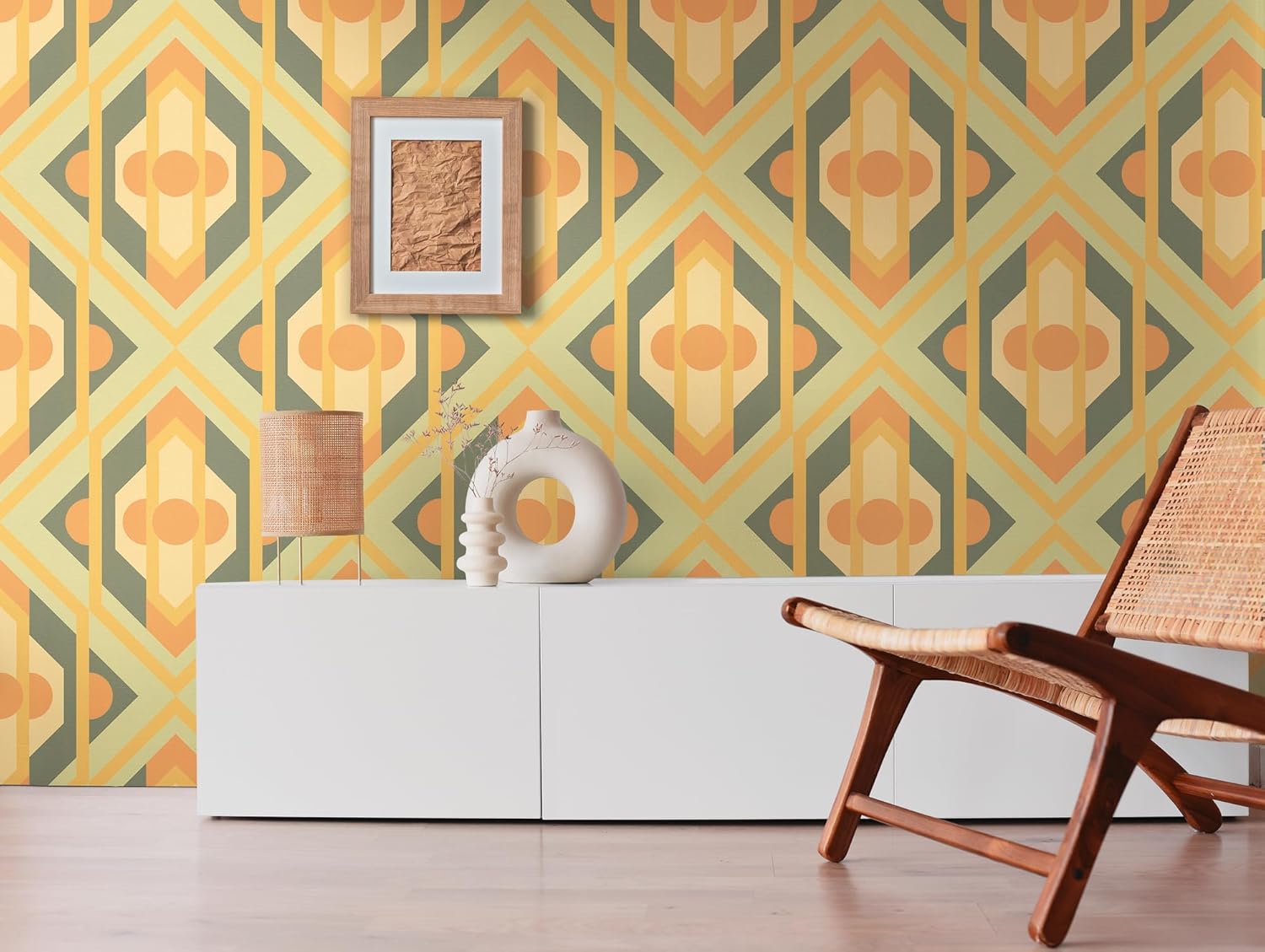 A.S. Création Retro Wallpaper 70s Vintage Graphic Green Yellow Orange Non-Woven Wallpaper Retro Chic 395312 8.50 m x 0.53 m Made in Germany