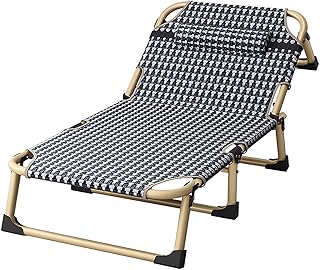 HZH Espreguiçadeira dobrável, espreguiçadeira de jardim ajustável, espreguiçadeira de praia respirável com apoio de cabeça, capacidade de carga até 180 kg, para jardim, varanda, terraço de praia