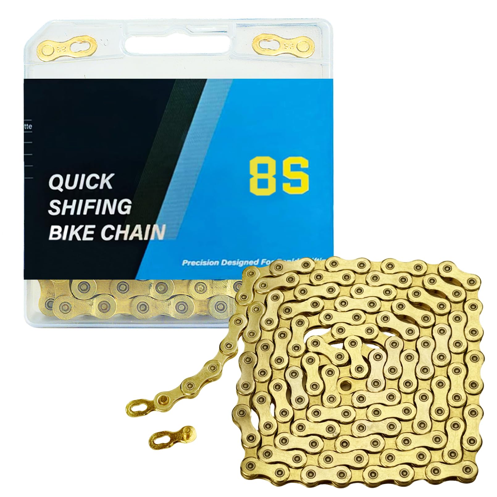Gold Bike Chain 6/7/8 Speed Bike Chain,1/2 x 3/32 Inch,116 Links