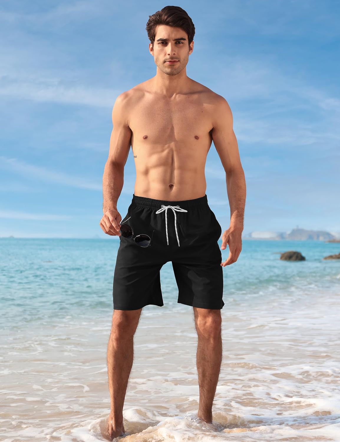 BOJIN Mens Swim Trunks 9" Quick Dry Stretch Swim Shorts Mesh Lining Bathing Suits Swimwear Beach Shorts with Pockets - Image 3