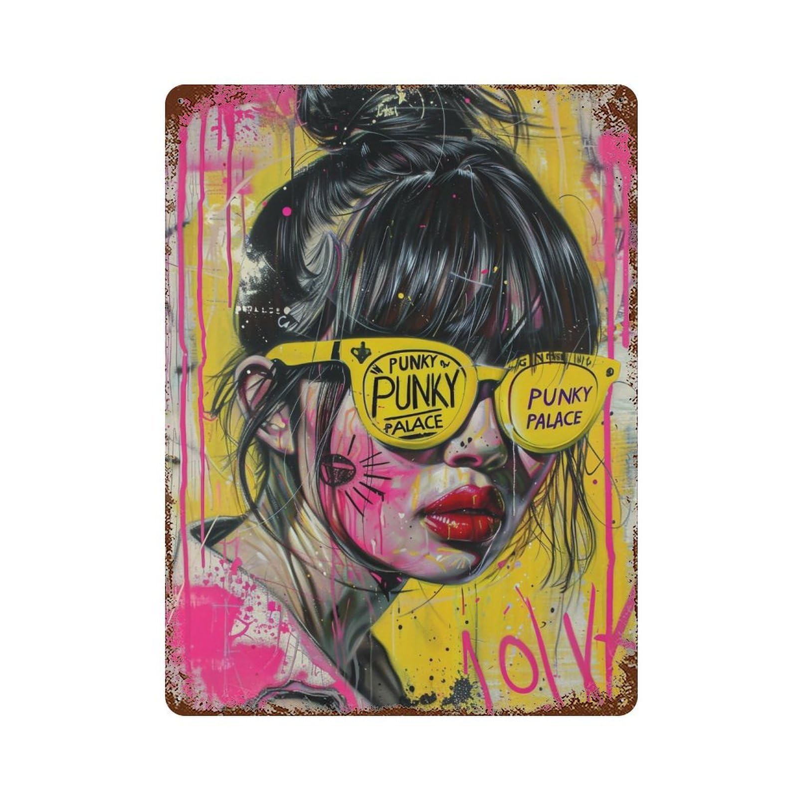 YHGERTKU Punky Palace Graffiti Pop Art Woman 01 Wall Art Retro Iron Vintage Metal Tin Sign Poster Modern Decor for Living Rooms Gift 40x30cm