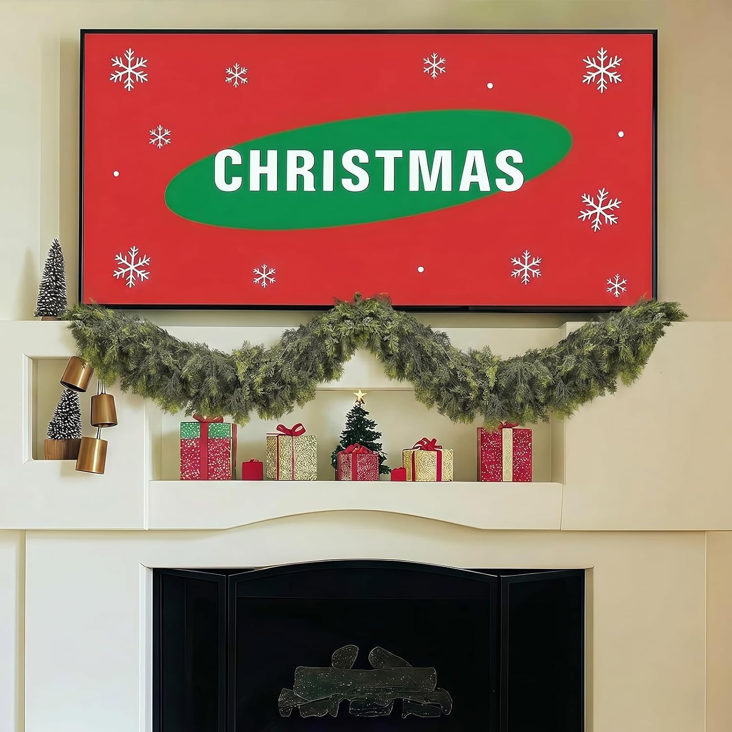 2 Pack 9Ft Christmas Garland, Real Touch Cedar Garland