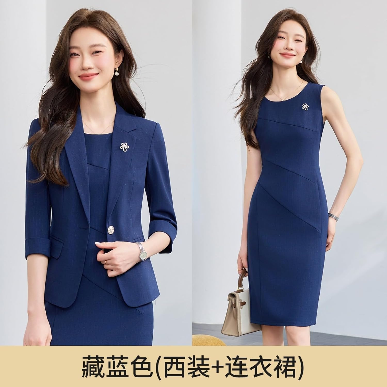 Spring Summer Seven Tenth Sleeve Blazer and Skirt Set Women's Office Suit