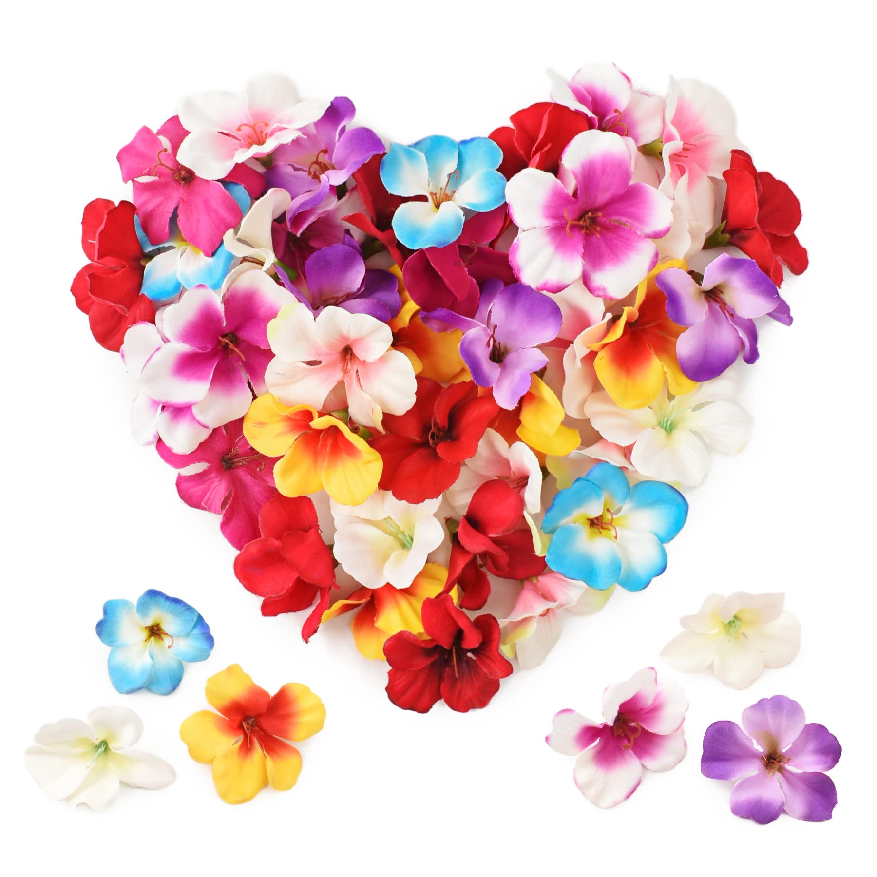 HUIANER 50PCS Artificial Orchid Flower Heads, Fake Orchid Flowers Head Silk Bulk Flower for Craft Bridal Hair Clips Dress Party Supply Table Decorative (Mix Colour)