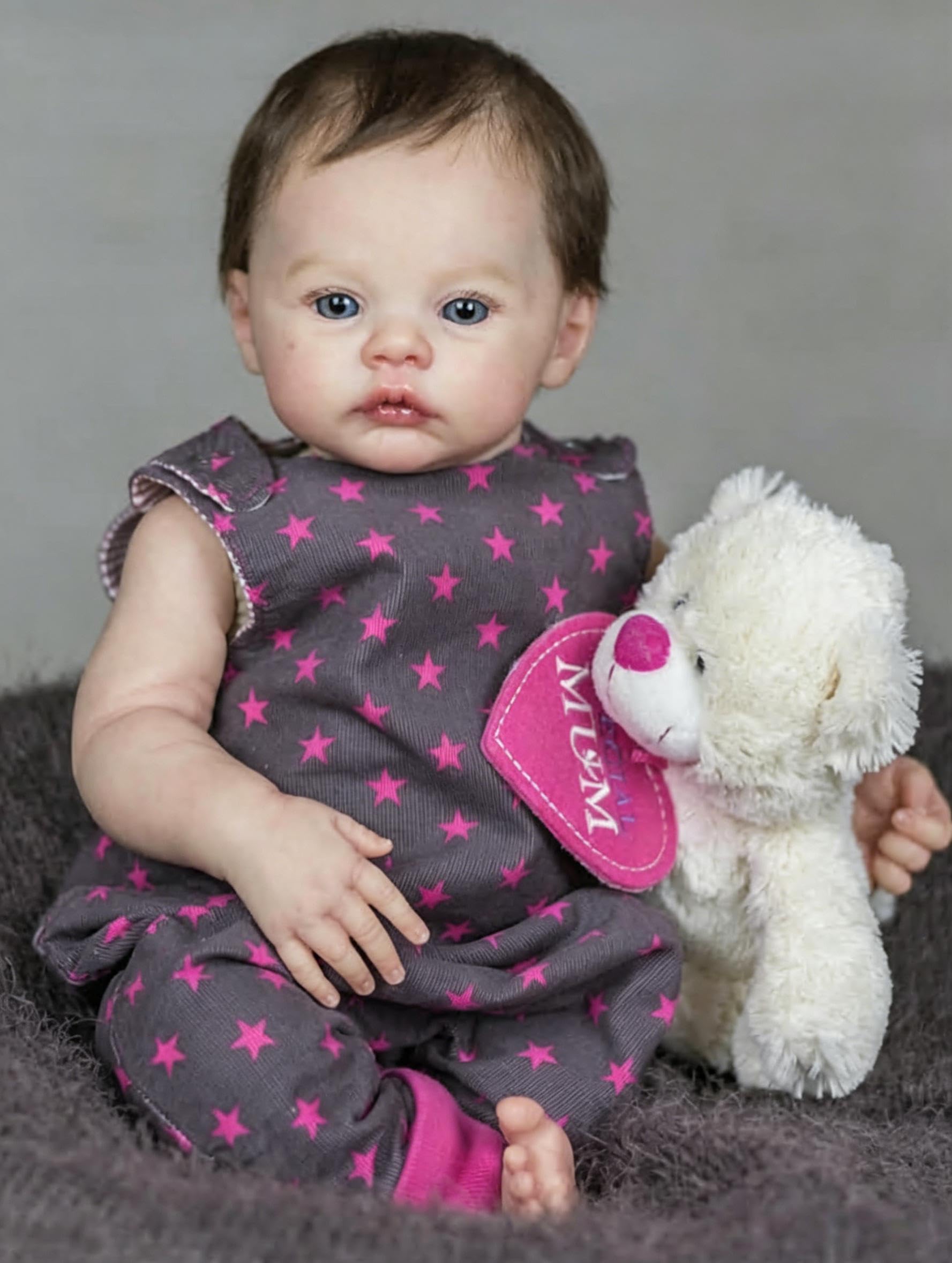 RXDOLL Winylowe lalki Reborn na całe ciało, 45 cm, prawdziwe życie, dla noworodka, dziewczynki z otwartymi oczami, ważone, realistyczne lalki niemowlęce, ręcznie robiona zabawka prezentowa z
