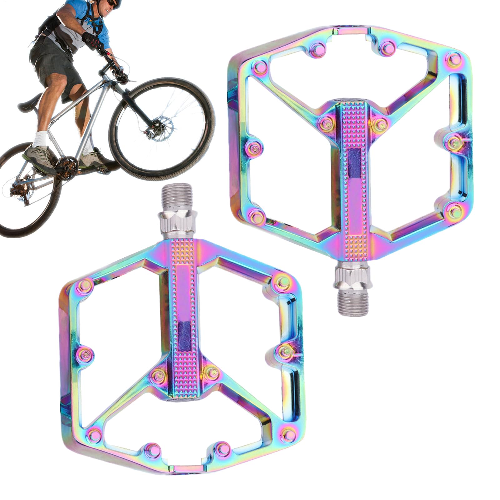 Pedales para ciclismo, rodamientos deslizantes de aluminio | Pedales de bicicleta con pasadores antideslizantes | Para ciclismo, exterior, viajes, senderismo, entrenamiento, entrenamiento de bicicleta