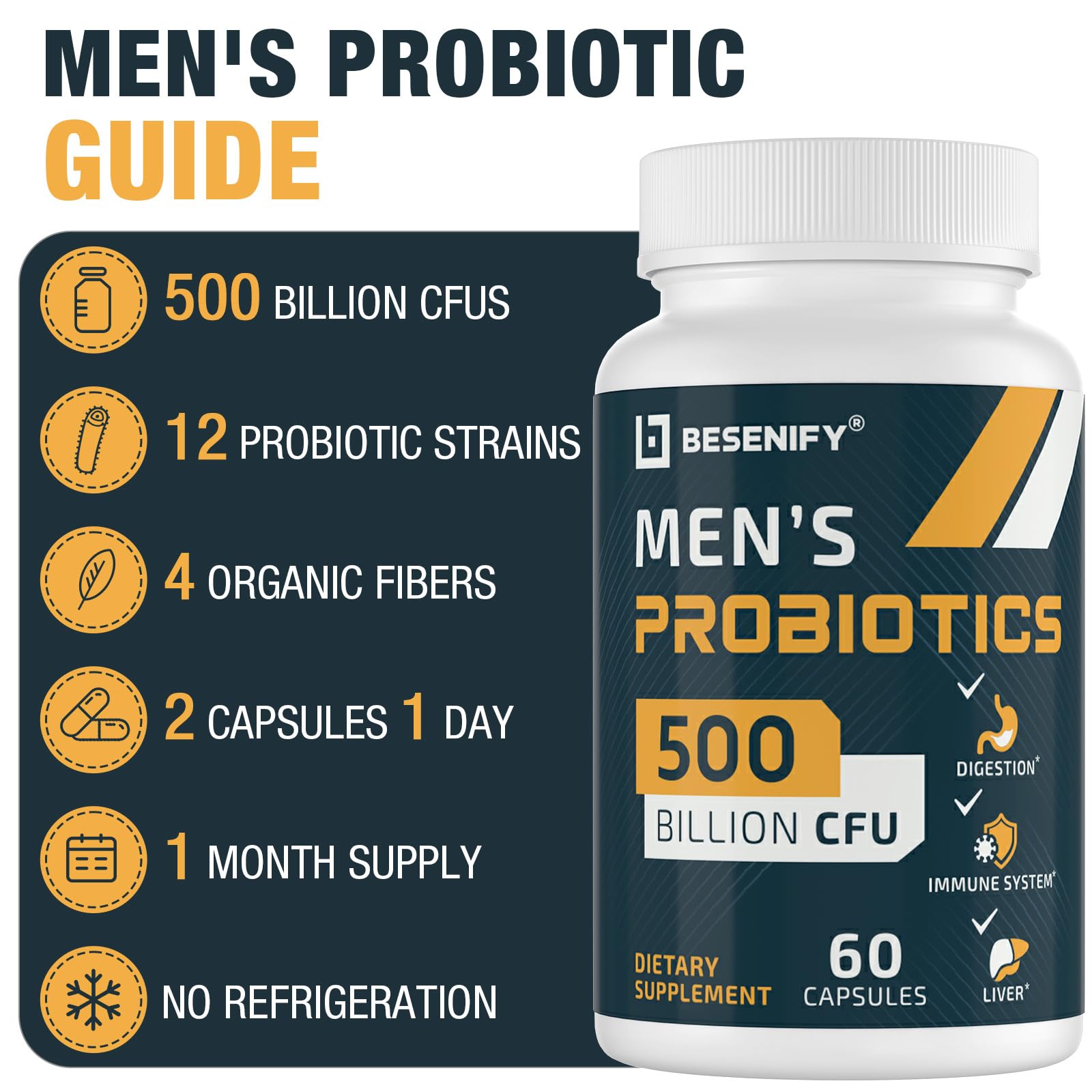 Probiotics for Men, 500 Billion CFUs & 12 Strains, Mens Probiotic, 60 Cap — Amazon image 5