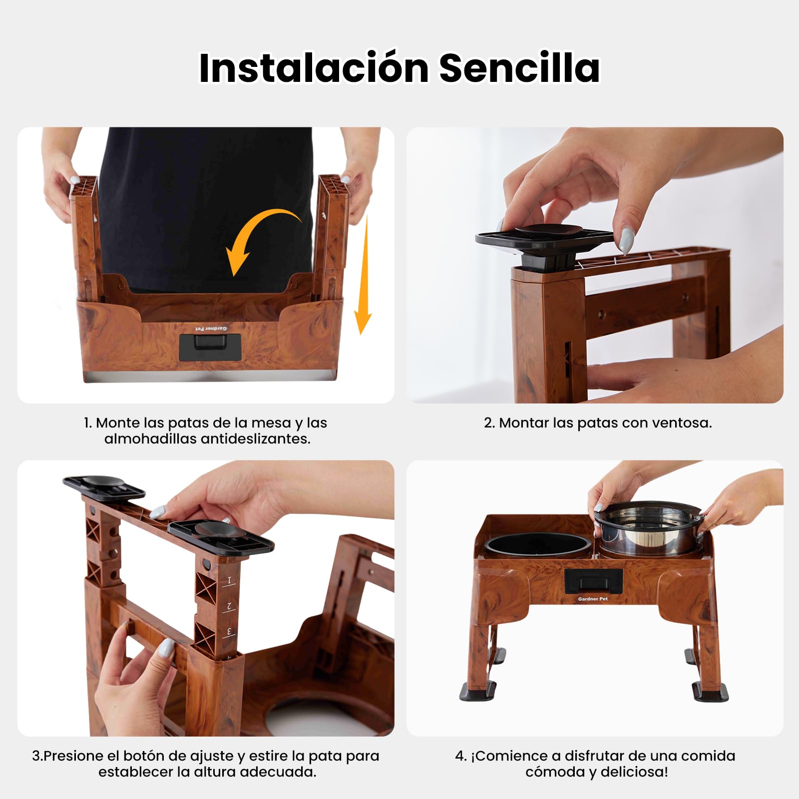 Gardner Pet Comedero Elevado para Perro con 5 Alturas Ajustables, Comedero de Acero Inoxidable Antivuelco y Antiglotón con 2 Boles de 1.6L, Ideal para Perros Medianos y Grandes