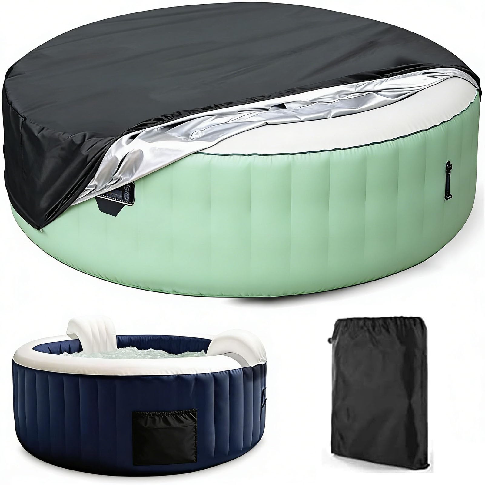 Spa Hinchable Funda de Protección para Redondos, Lona de Protección para Piscina Térmica Redonda de Jardín, Resistente a Rayos UV Oxford 210D