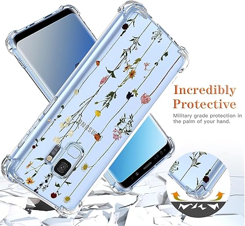 Miniatura 7 de GTBDEKI Funda de teléfono para Galaxy S9, Samsung S9 SM-G960U, funda transparente con patrones de jardín de flores, funda protectora para Samsung