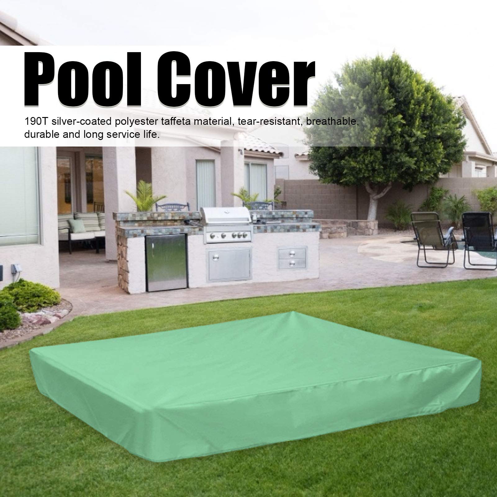 Pilipane Sandbox Cover with Drawstring, Rectangular Watertight Sandbox Canopy, Sandbox Conservation Cover for Sandpit Toys Swimming Pool and Furniture(200 * 200 * 20cm Green)