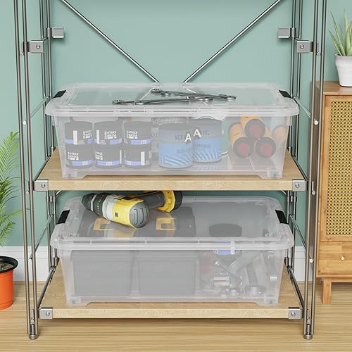 Miniatura 4 de Contenedor transparente de 25 cuartos de galón con rueda, caja de almacenamiento de plástico debajo de la cama, paquete de 4